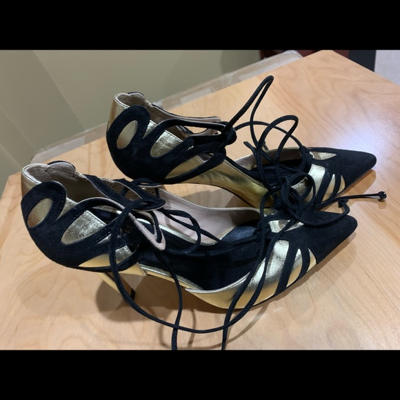 Laced Up OYSBY London Heels - Velvet and Italian Leather (NWOT) - Picture 9 of 13